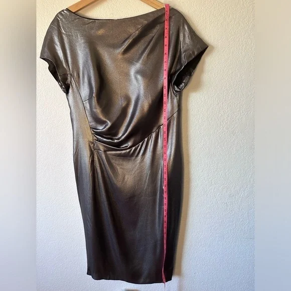 Escada Metallic Silver Shift Cocktail Party Mini Dress - Size 42 - L - Picture 11 of 13
